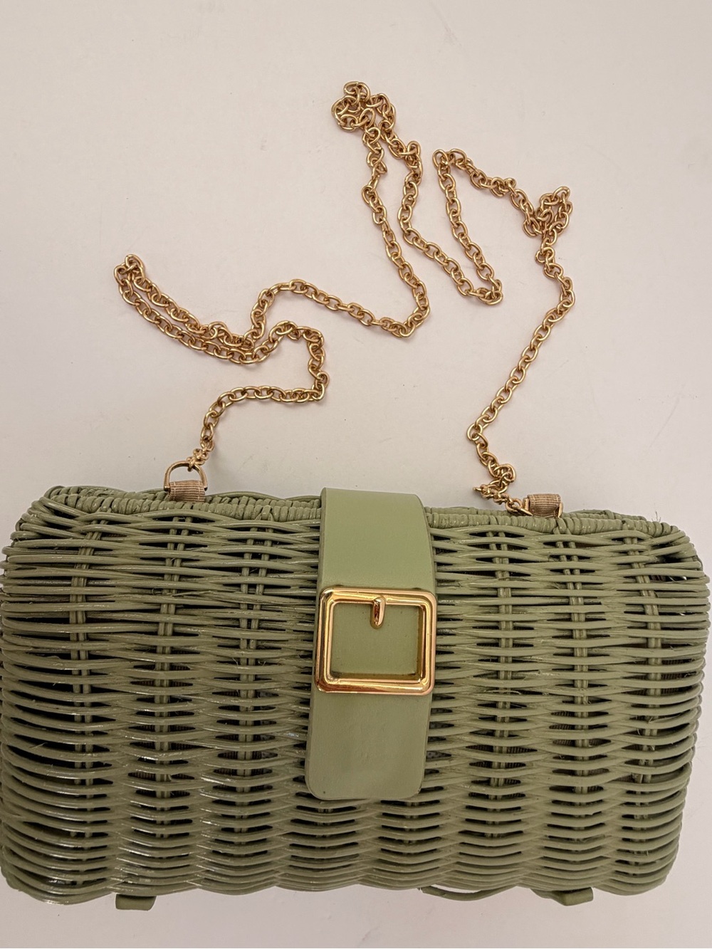 Zara Olive Green Woven Crossbody with Gold Buckle - Picture 4 of 10